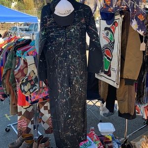 Vintage 90s Red Kap black utility coveralls, puffy paint splatter design